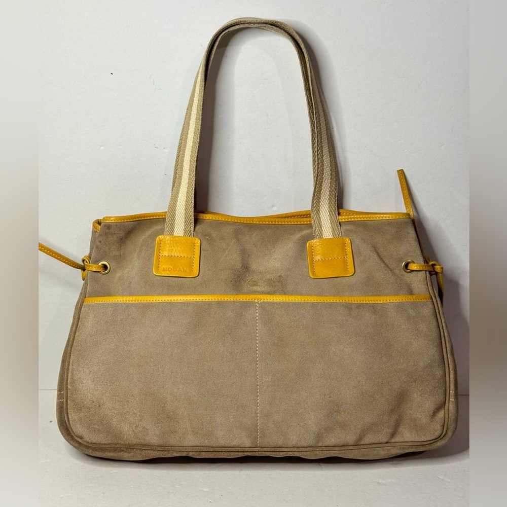 HOGAN Leather Suede Tan/Yellow Tote Shoulder Bag